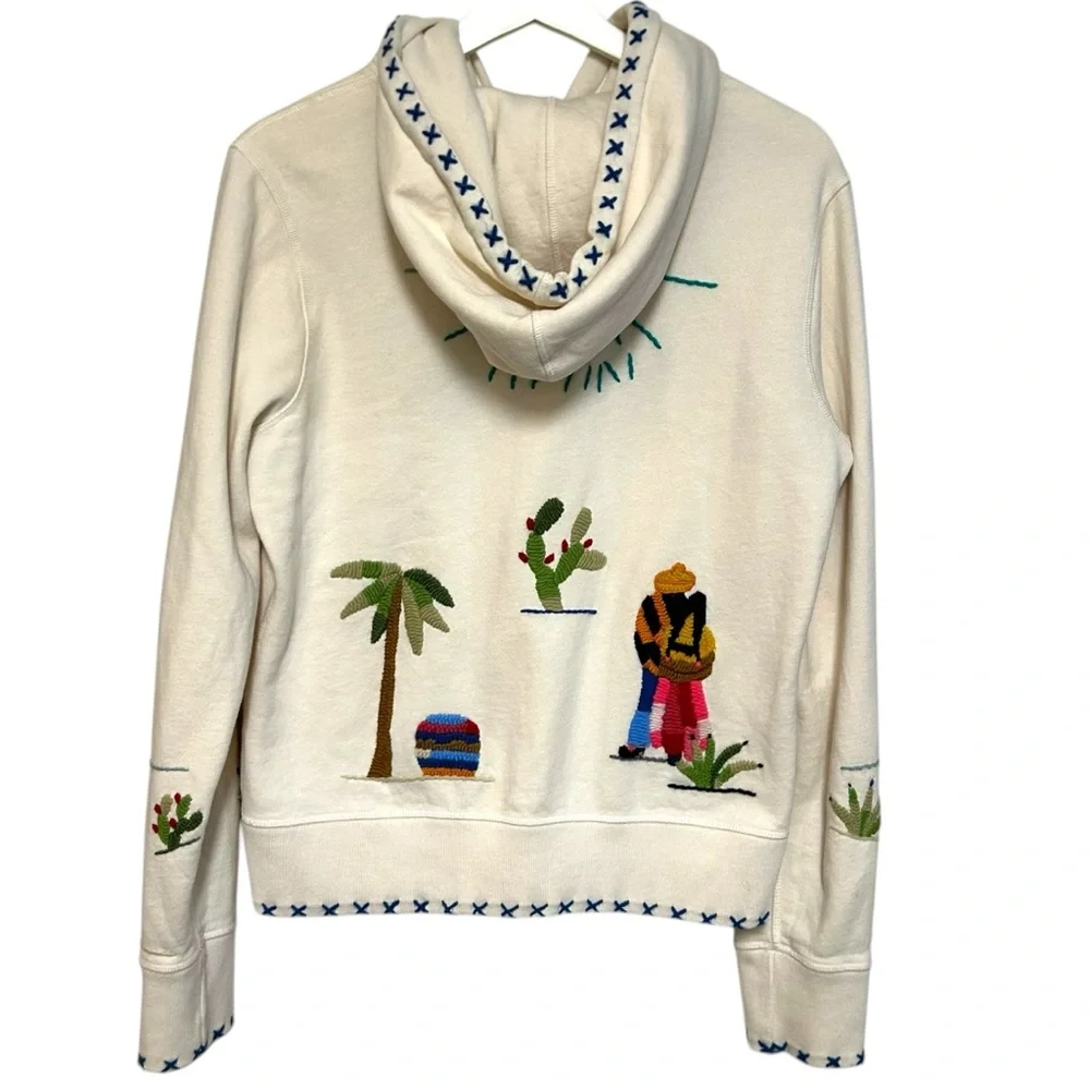 Lucky brand L sweatshirt zip up hoodie embroidery Mexican scene boho Y2K vintage